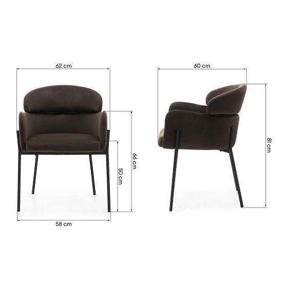 Chaise de salle à manger Granda, chocolat/espresso, velours