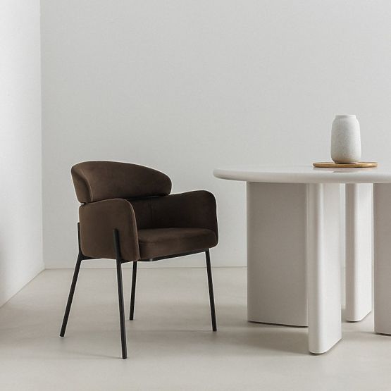 Chaise de salle à manger Granda, chocolat/espresso, velours