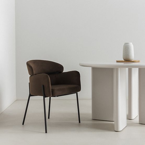 Chaise de salle à manger Granda, chocolat/espresso, velours