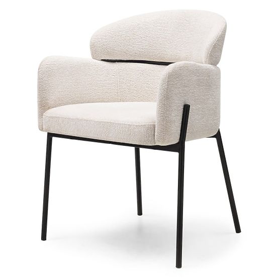 Chaise de salle à manger Granda, écru/pieds noirs