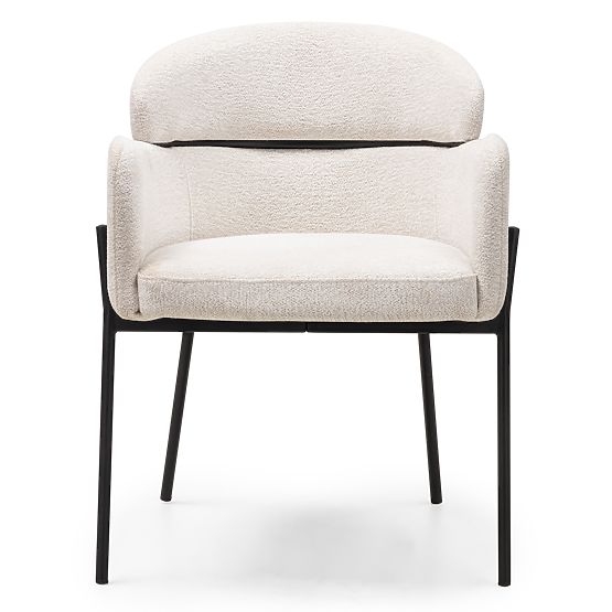 Chaise de salle à manger Granda, écru/pieds noirs