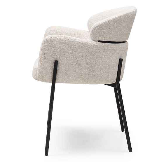 Chaise de salle à manger Granda, écru/pieds noirs