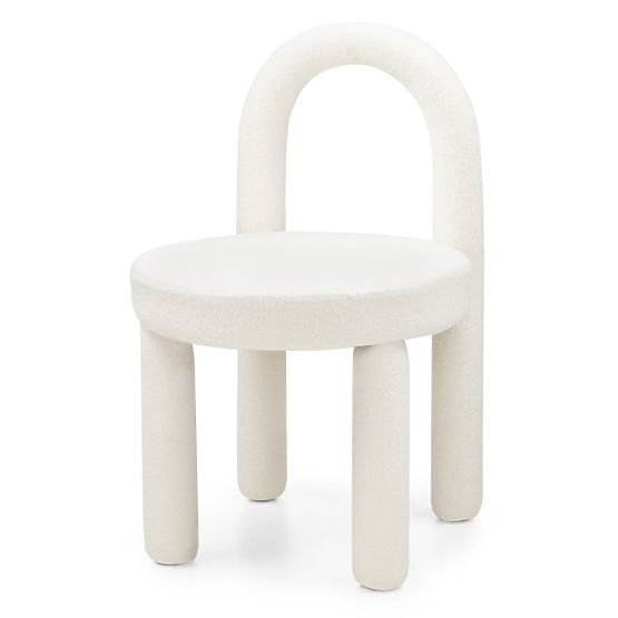Chaise de salle à manger Ivo, écru, bouclé