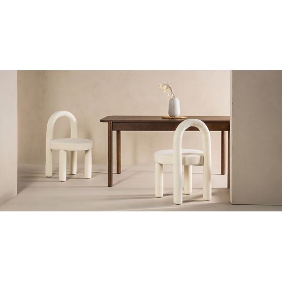 Chaise de salle à manger Ivo, écru, bouclé