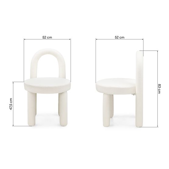 Chaise de salle à manger Ivo, écru, bouclé