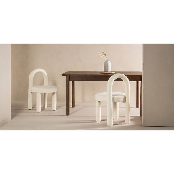 Chaise de salle à manger Ivo, écru, bouclé