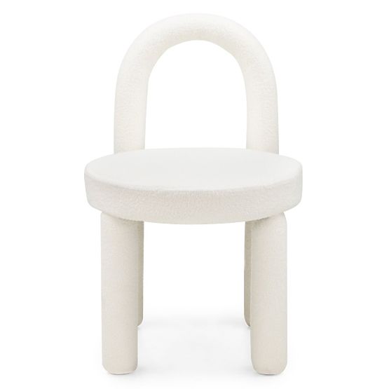 Chaise de salle à manger Ivo, écru, bouclé