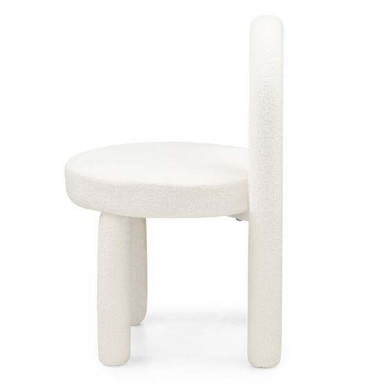 Chaise de salle à manger Ivo, écru, bouclé