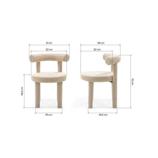 Chaise de salle à manger Pedro 2.0, beige, bouclé
