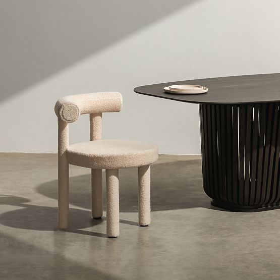 Chaise de salle à manger Pedro 2.0, beige, bouclé