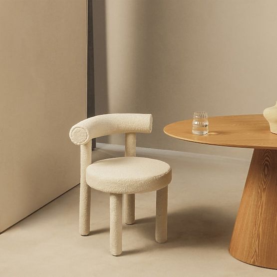 Chaise de salle à manger Pedro 2.0, crème, bouclé