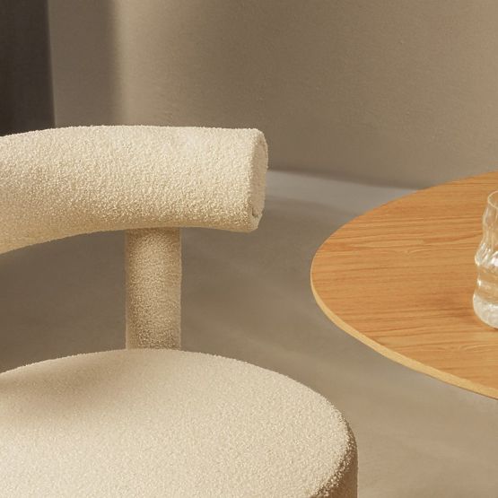 Chaise de salle à manger Pedro 2.0, crème, bouclé