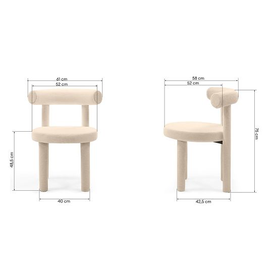 Chaise de salle à manger Pedro 2.0, crème, bouclé