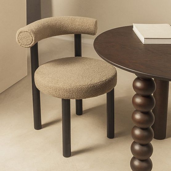 Chaise de salle à manger Pedro, brun-gris/pieds noirs, boucle