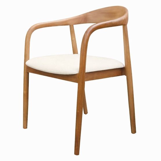 Chaise en bois Ludvika 2.0, arrondie, naturel/crème