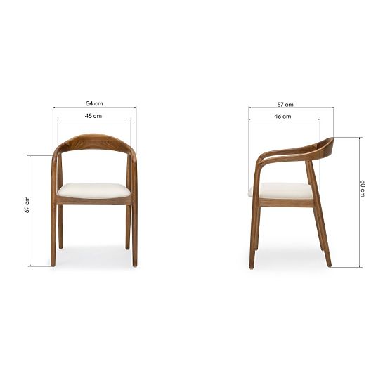 Chaise en bois Ludvika 2.0, arrondie, naturel/crème