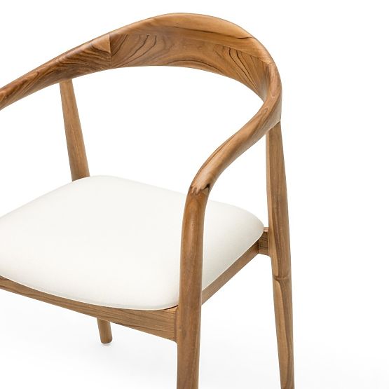 Chaise en bois Ludvika 2.0, arrondie, naturel/crème