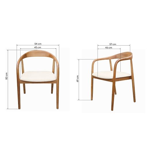 Chaise en bois Ludvika 2.0, arrondie, naturel/crème