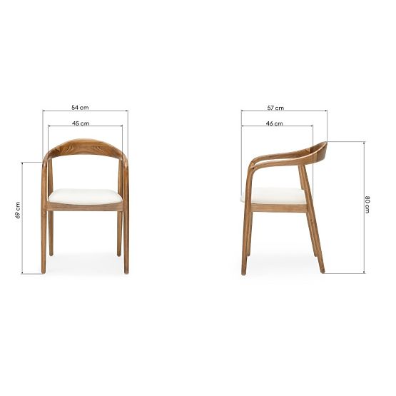 Chaise en bois Ludvika 2.0, arrondie, naturel/crème
