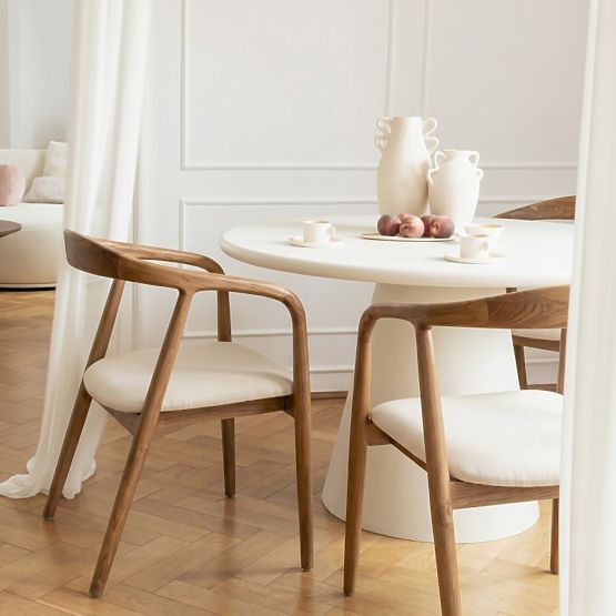 Chaise en bois Ludvika 2.0, arrondie, naturel/crème