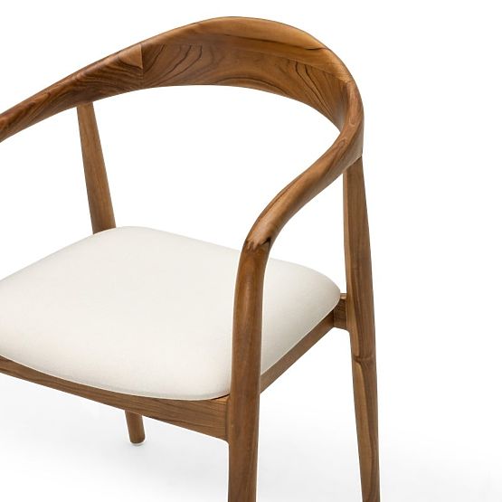 Chaise en bois Ludvika 2.0, arrondie, naturel/crème