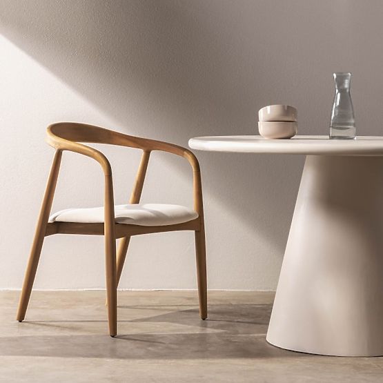 Chaise en bois Ludvika, arrondie, naturel/crème