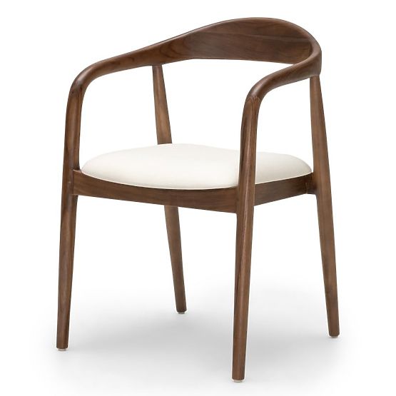 Chaise en bois Ludvika, arrondie, naturel/écru