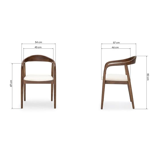 Chaise en bois Ludvika, arrondie, naturel/écru