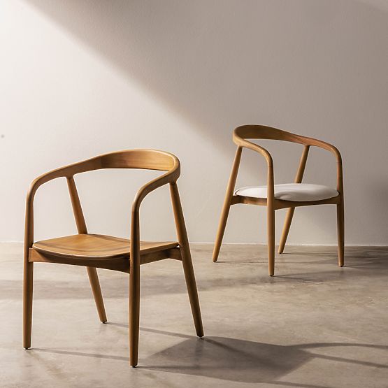 Chaise en bois Ludvika, arrondie, naturel/écru