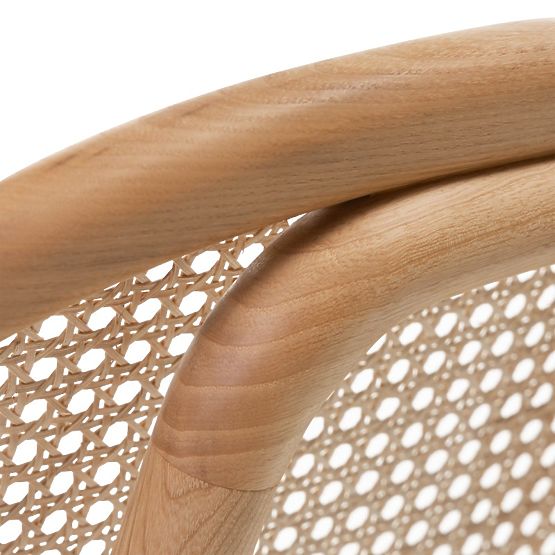 Chaise en bois Monet avec cannage viennois, rotin, velours, naturel/beige clair