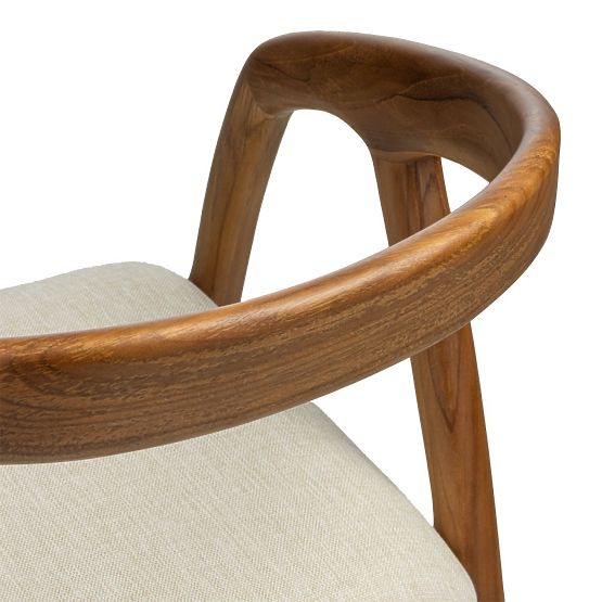Chaise en bois Sande arrondie, naturel/crème, bois de teck