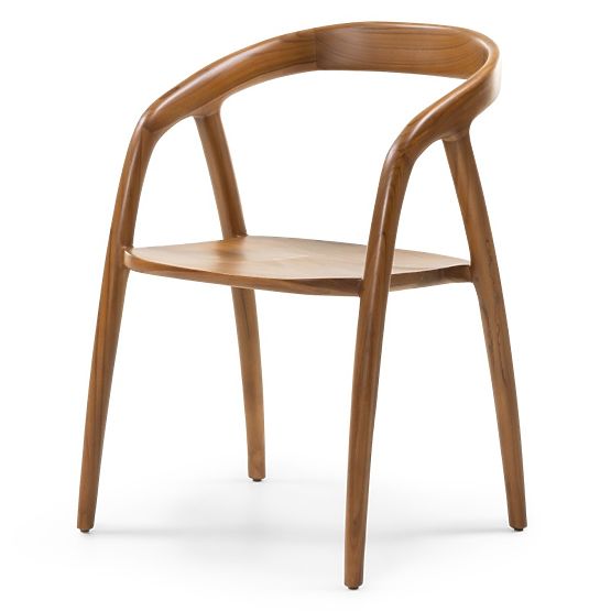 Chaise en bois Sande arrondie, naturelle, bois de teck