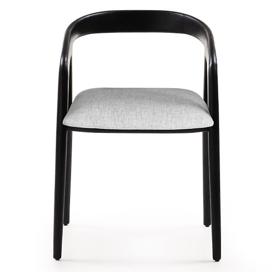 Chaise en bois Sande arrondie, noir/beige clair, bois de teck