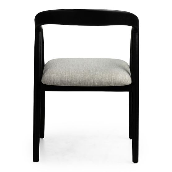 Chaise en bois Sande arrondie, noir/beige clair, bois de teck