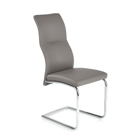 Chaise en métal chromé ARCO / cuir écologique couleur cendre (1p=2pcs)