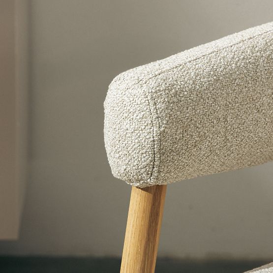 Chaise/fauteuil rembourré Montepulciano, beige clair/bois de chêne, arrondi