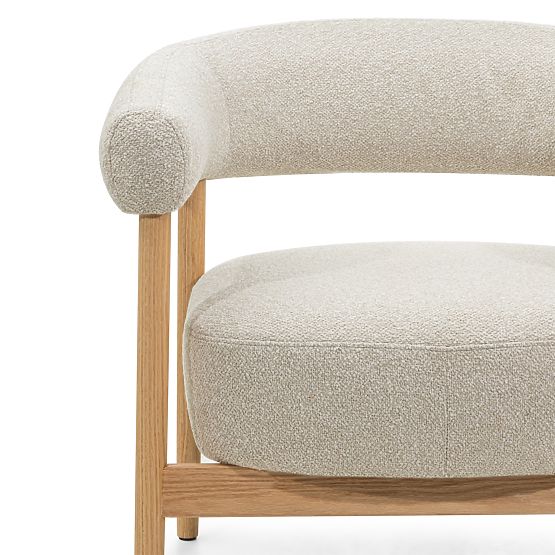 Chaise/fauteuil rembourré Montepulciano, beige clair/bois de chêne, arrondi