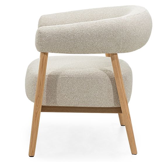 Chaise/fauteuil rembourré Montepulciano, beige clair/bois de chêne, arrondi