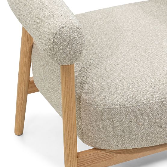 Chaise/fauteuil rembourré Montepulciano, beige clair/bois de chêne, arrondi