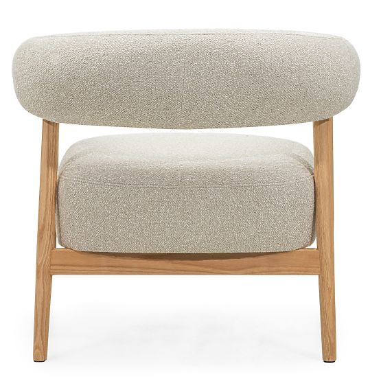 Chaise/fauteuil rembourré Montepulciano, beige clair/bois de chêne, arrondi