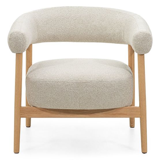 Chaise/fauteuil rembourré Montepulciano, beige clair/bois de chêne, arrondi