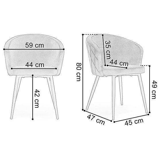 Chaise HAMPTON en velours graphite