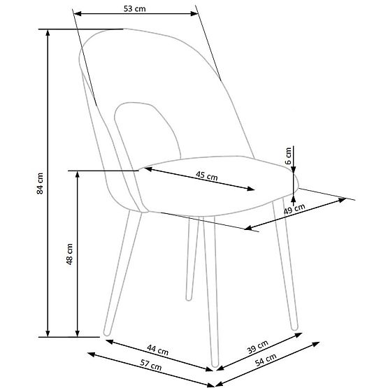 Chaise K384 gris / noir (1p=4pcs)