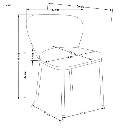 Chaise K518, crème (1p=2pcs)