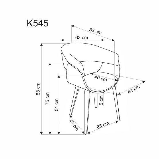 Chaise K545 gris / noyer (1p=1pc)