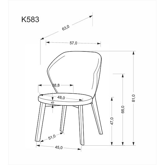 Chaise K583, noyer / marron / beige (1p=2pcs)