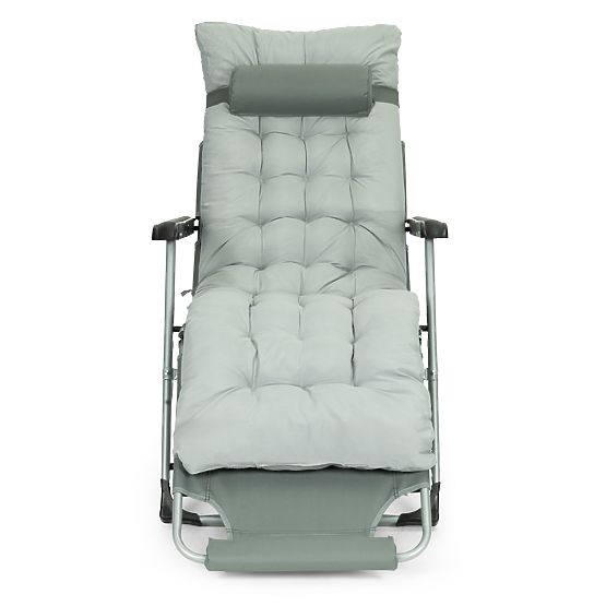 Chaise longue de jardin 2 en 1 avec coussin et repose-pieds réglable gris MultiGarden