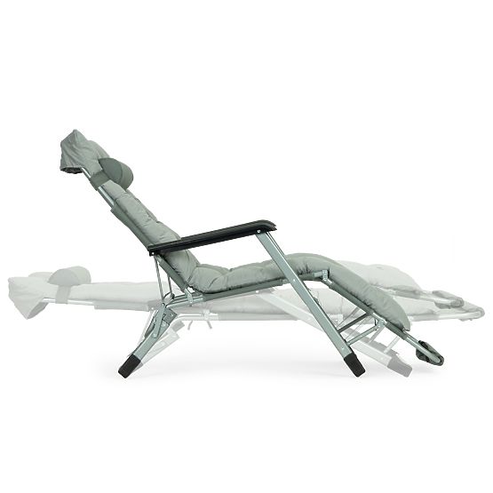 Chaise longue de jardin 2 en 1 avec coussin et repose-pieds réglable gris MultiGarden