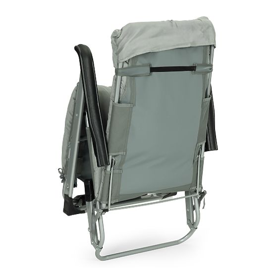 Chaise longue de jardin 2 en 1 avec coussin et repose-pieds réglable gris MultiGarden