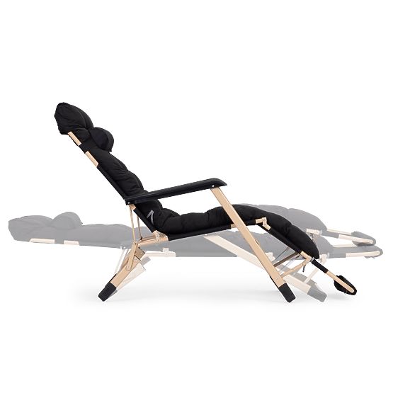 Chaise longue de jardin 2 en 1 avec coussin, repose-pieds réglable, noir, cadre doré MultiGarden